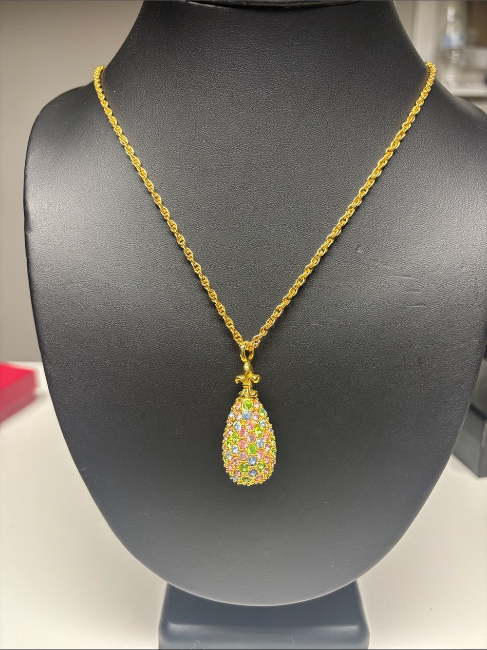 Joan Rivers Gold-Tone Multicolor Crystal Teardrop Pendant Necklace